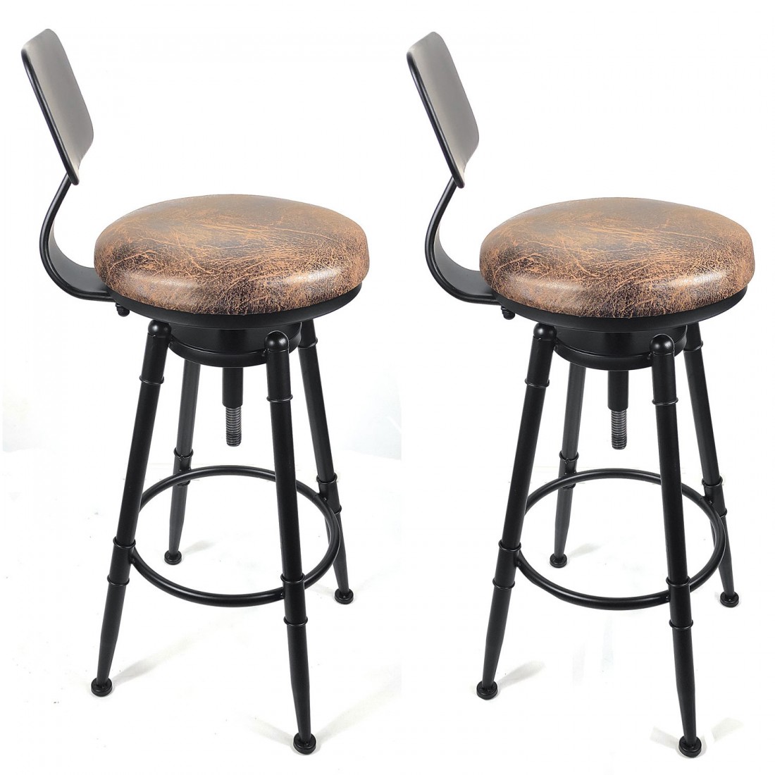 2x Vintage Industrial Rustic Bar Stool Kitchen Stool Swivel Chair